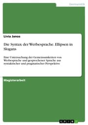 Cover von Die Syntax der Werbesprache. Ellipsen in Slogans