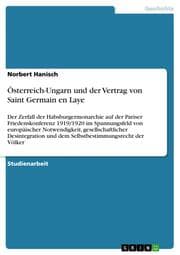 Cover von Österreich-Ungarn und der Vertrag von Saint Germain en Laye