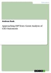 Cover von Approaching ESP Texts: Genre Analysis of CEO Statements