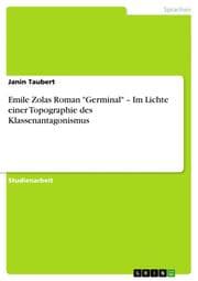 Cover von Emile Zolas Roman 'Germinal' - Im Lichte einer Topographie des Klassenantagonismus