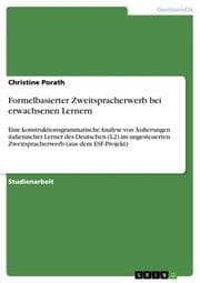 Cover von Formelbasierter Zweitspracherwerb bei erwachsenen Lernern