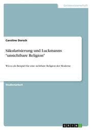 Cover von Säkularisierung und Luckmanns 'unsichtbare Religion'