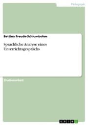 Cover von Sprachliche Analyse eines Unterrichtsgesprächs