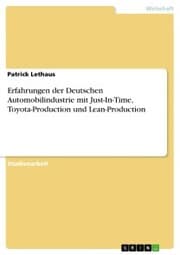 Cover von Erfahrungen der Deutschen Automobilindustrie mit Just-In-Time, Toyota-Production und Lean-Production