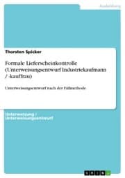 Cover von Formale Lieferscheinkontrolle (Unterweisungsentwurf Industriekaufmann / -kauffrau)