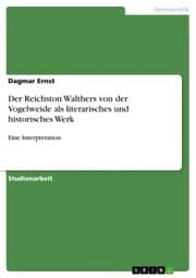 Cover von Der Reichston Walthers von der Vogelweide als literarisches und historisches Werk