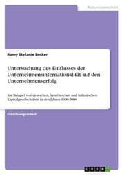 Cover von Untersuchung des Einflusses der Unternehmensinternationalität auf den Unternehmenserfolg