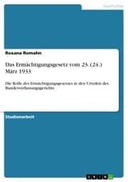 Cover von Das Ermächtigungsgesetz vom 23. (24.) März 1933