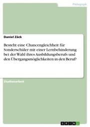 Cover von Besteht eine Chancengleichheit für Sonderschüler mit einer Lernbehinderung bei der Wahl ihres Ausbildungsberufs und den Übergangsmöglichkeiten in den Beruf?