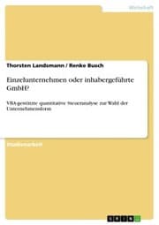 Cover von Einzelunternehmen oder inhabergeführte GmbH?