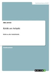 Cover von Kritik am Subjekt