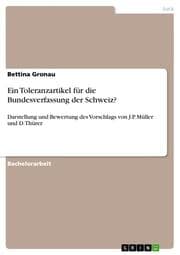 Cover von Ein Toleranzartikel für die Bundesverfassung?