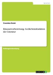 Cover von Klausurvorbereitung.Gedächtnisfunktion der Literatur
