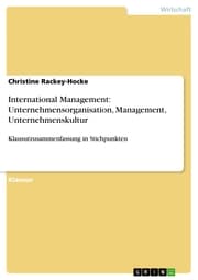 Cover von International Management: Unternehmensorganisation, Management, Unternehmenskultur