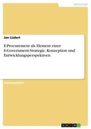 Cover von E-Procurement als Element einer E-Government-Strategie. Konzeption und Entwicklungsperspektiven