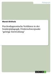 Cover von Psychodiagnostische Verfahren in der Sonderpädagogik. Förderschwerpunkt 'geistige Entwicklung'