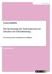 Cover von Die Bedeutung des Nationalstaates im Zeitalter der Globalisierung