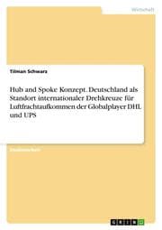 Cover von Hub and Spoke Konzept. Deutschland als Standort internationaler Drehkreuze für Luftfrachtaufkommen der Globalplayer DHL und UPS