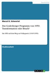 Cover von Das Godesberger Programm von 1959. Transformation oder Bruch?