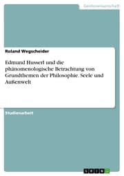 Cover von Edmund Husserl und die phänomenologische Betrachtung von Grundthemen der Philosophie. Seele und Außenwelt
