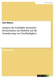 Cover von Analyse der Leitbilder deutscher Hochschulen im Hinblick auf die Verankerung von Nachhaltigkeit