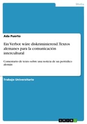 Cover von Ein Verbot wäre diskriminierend. Textos alemanes para la comunicación intercultural