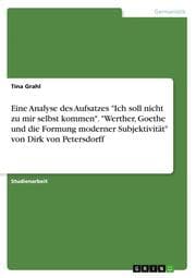 Cover von Eine Analyse des Aufsatzes 'Ich soll nicht zu mir selbst kommen'. 'Werther, Goethe und die Formung moderner Subjektivität' von Dirk von Petersdorff