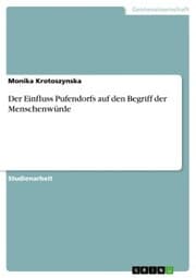Cover von Der Einfluss Pufendorfs auf den Begriff der Menschenwürde