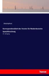 Cover von Korrespondenzblatt des Vereins für Niederdeutsche Sprachforschung