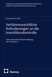 Cover von Verfahrensrechtliche Anforderungen an die Investitionskontrolle