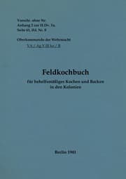 Cover von Feldkochbuch für behelfsmäßiges Kochen und Backen in den Kolonien
