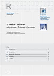 Cover von ift-Richtlinie FE-09/1, September 2009. Schweißeckverbinder. Anforderungen, Prüfung und Bewertung