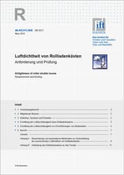Cover von ift-Richtlinie AB-02/1, März 2010. Luftdichtheit von Rollladenkästen. Anforderung und Prüfung.