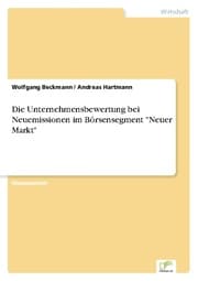Cover von Die Unternehmensbewertung bei Neuemissionen im Börsensegment 'Neuer Markt'