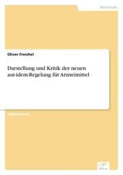 Cover von Darstellung und Kritik der neuen aut-idem-Regelung für Arzneimittel