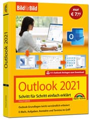 Cover von Outlook 2021 Bild für Bild erklärt. Komplett in Farbe. Outlook Grundlagen Schritt für Schritt