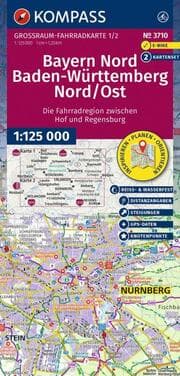 Cover von KOMPASS Großraum Fahrradkarte 3710 Bayern Nord, Baden-Württemberg Nord/Ost 1:125.000